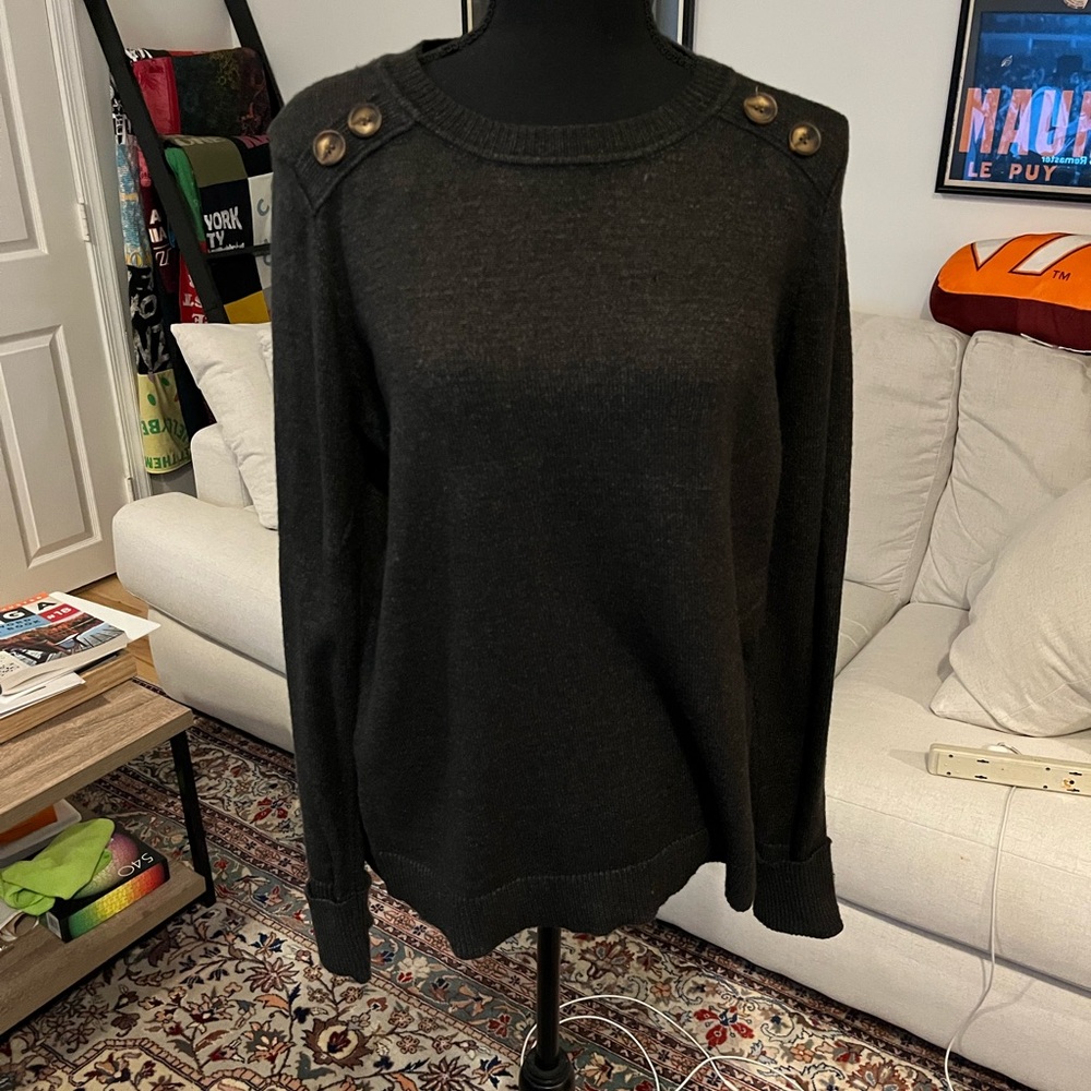 Pink Clover Carson Crew Neck Button Detail Sweater Size M